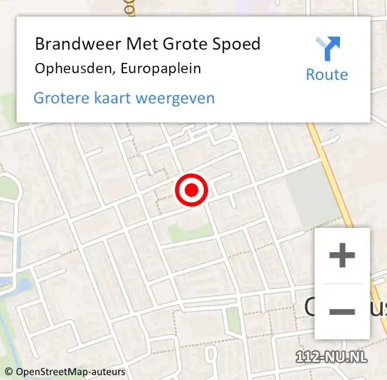 Locatie op kaart van de 112 melding: Brandweer Met Grote Spoed Naar Opheusden, Europaplein op 1 januari 2022 00:08