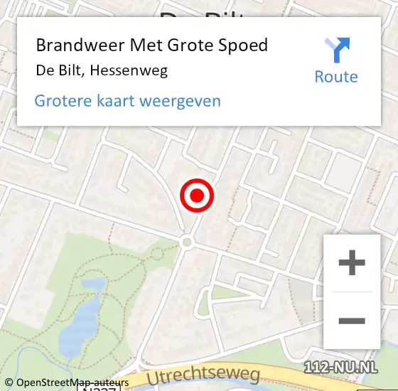 Locatie op kaart van de 112 melding: Brandweer Met Grote Spoed Naar De Bilt, Hessenweg op 1 januari 2022 00:09