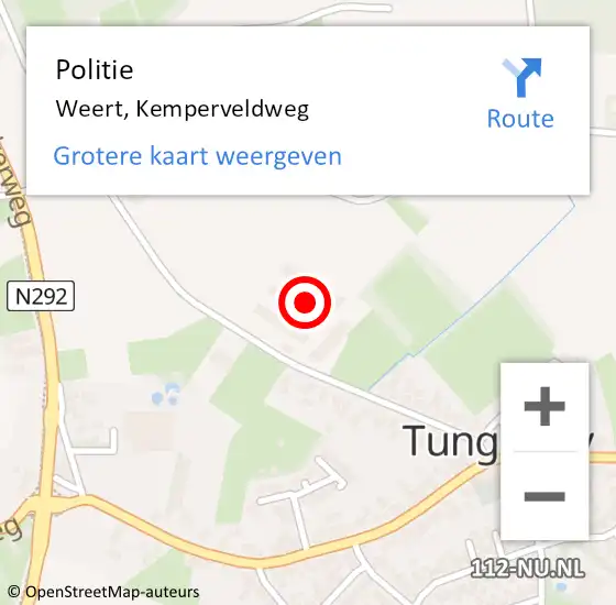 Locatie op kaart van de 112 melding: Politie Weert, Kemperveldweg op 1 januari 2022 00:10