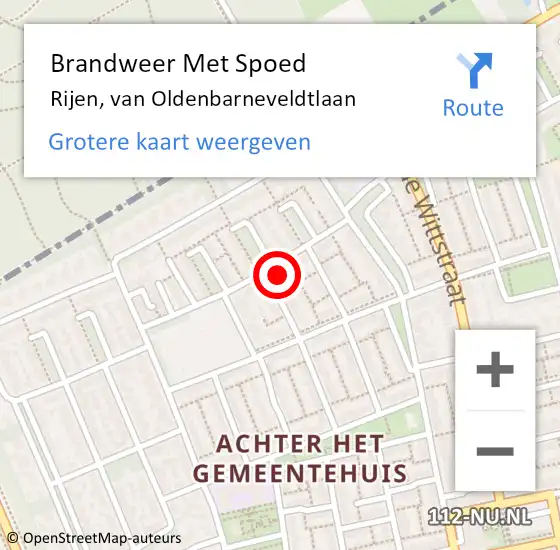 Locatie op kaart van de 112 melding: Brandweer Met Spoed Naar Rijen, van Oldenbarneveldtlaan op 1 januari 2022 00:12