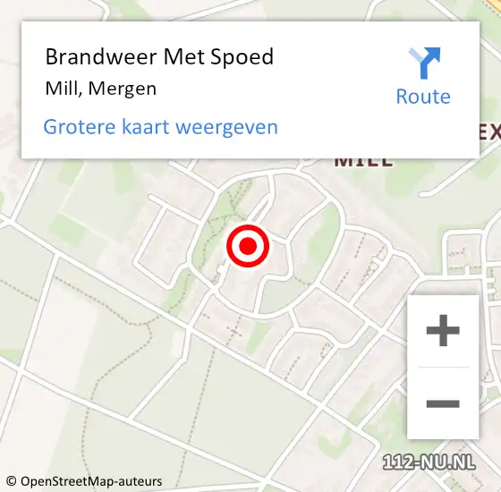 Locatie op kaart van de 112 melding: Brandweer Met Spoed Naar Mill, Mergen op 1 januari 2022 00:14