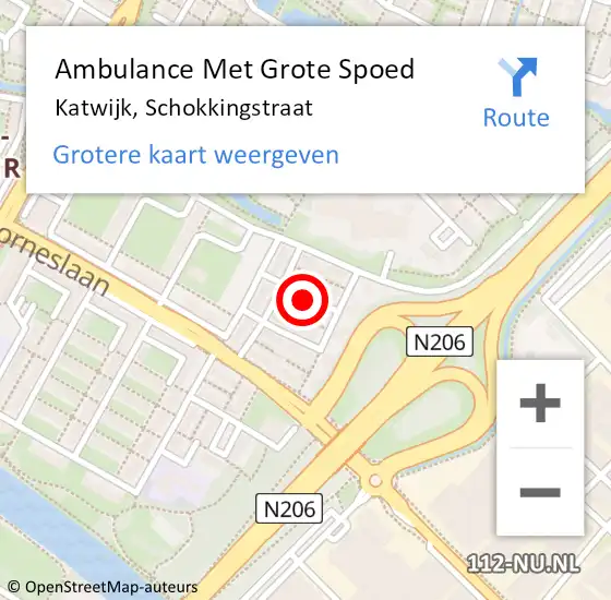 Locatie op kaart van de 112 melding: Ambulance Met Grote Spoed Naar Katwijk, Schokkingstraat op 1 januari 2022 00:15