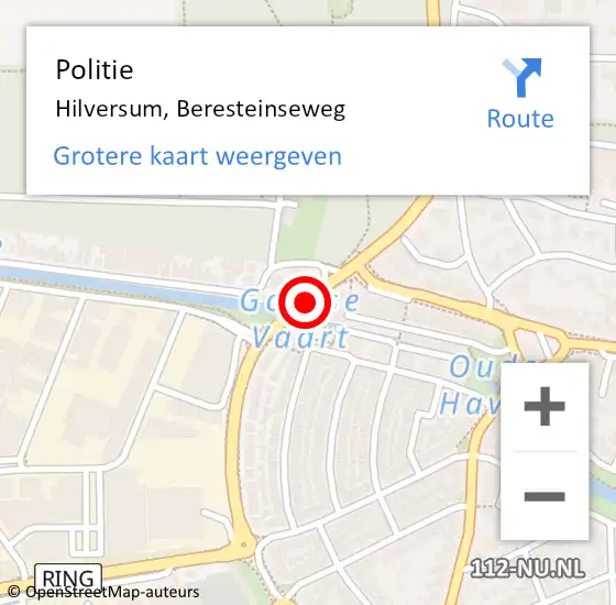 Locatie op kaart van de 112 melding: Politie Hilversum, Beresteinseweg op 1 januari 2022 00:15