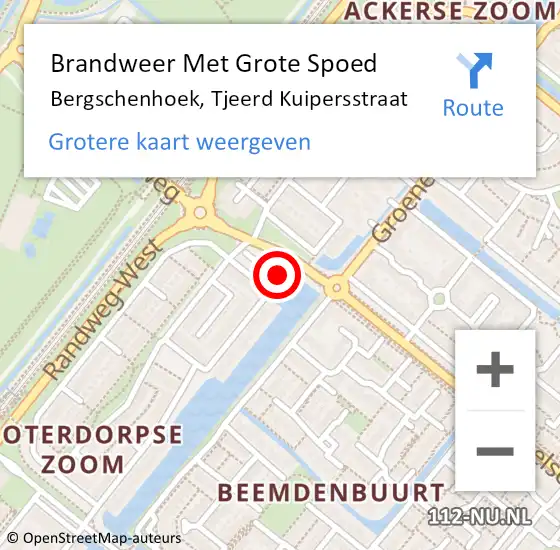 Locatie op kaart van de 112 melding: Brandweer Met Grote Spoed Naar Bergschenhoek, Tjeerd Kuipersstraat op 1 januari 2022 00:15