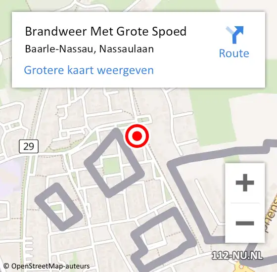 Locatie op kaart van de 112 melding: Brandweer Met Grote Spoed Naar Baarle-Nassau, Nassaulaan op 1 januari 2022 00:16