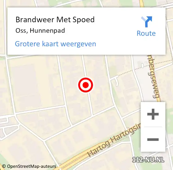 Locatie op kaart van de 112 melding: Brandweer Met Spoed Naar Oss, Hunnenpad op 1 januari 2022 00:18