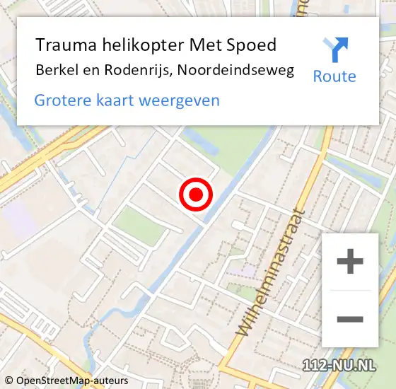 Locatie op kaart van de 112 melding: Trauma helikopter Met Spoed Naar Berkel en Rodenrijs, Noordeindseweg op 1 januari 2022 00:19