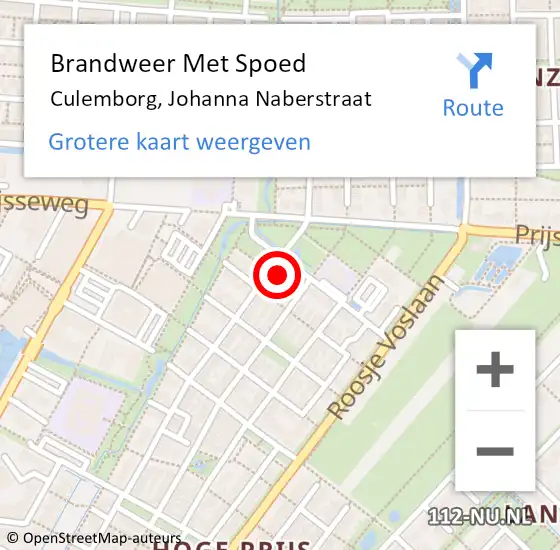 Locatie op kaart van de 112 melding: Brandweer Met Spoed Naar Culemborg, Johanna Naberstraat op 1 januari 2022 00:19