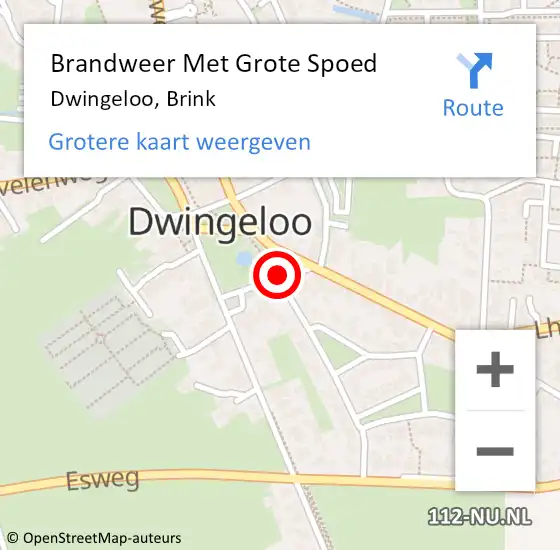 Locatie op kaart van de 112 melding: Brandweer Met Grote Spoed Naar Dwingeloo, Brink op 1 januari 2022 00:29