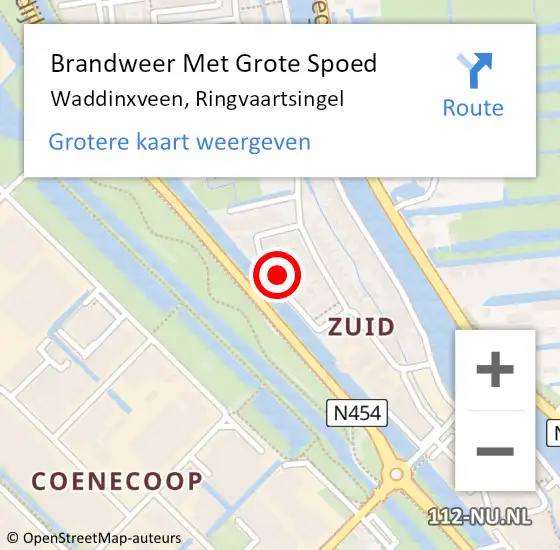 Locatie op kaart van de 112 melding: Brandweer Met Grote Spoed Naar Waddinxveen, Ringvaartsingel op 1 januari 2022 00:29