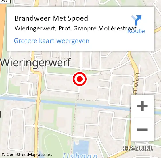 Locatie op kaart van de 112 melding: Brandweer Met Spoed Naar Wieringerwerf, Prof. Granpré Molièrestraat op 1 januari 2022 00:29