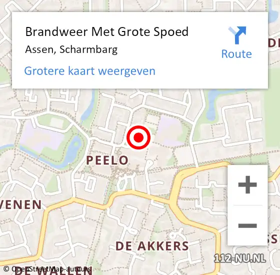 Locatie op kaart van de 112 melding: Brandweer Met Grote Spoed Naar Assen, Scharmbarg op 1 januari 2022 00:29