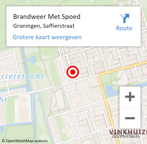 Locatie op kaart van de 112 melding: Brandweer Met Spoed Naar Groningen, Saffierstraat op 1 januari 2022 00:31