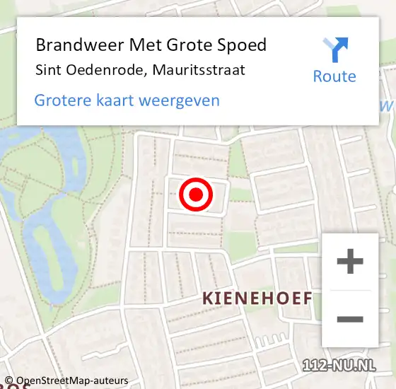 Locatie op kaart van de 112 melding: Brandweer Met Grote Spoed Naar Sint Oedenrode, Mauritsstraat op 1 januari 2022 00:32