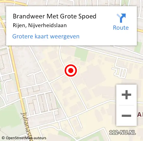 Locatie op kaart van de 112 melding: Brandweer Met Grote Spoed Naar Rijen, Nijverheidslaan op 1 januari 2022 00:33