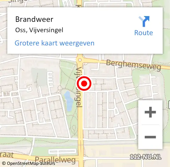 Locatie op kaart van de 112 melding: Brandweer Oss, Vijversingel op 1 januari 2022 00:34