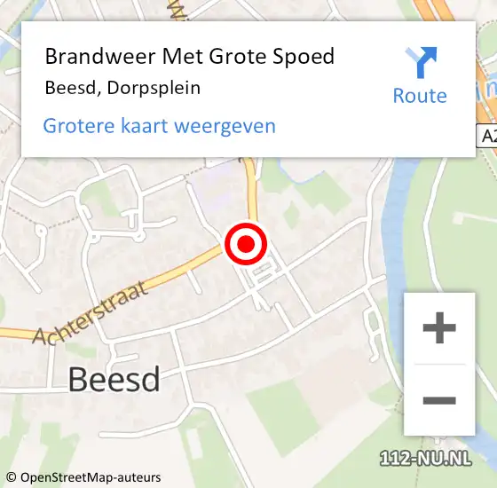 Locatie op kaart van de 112 melding: Brandweer Met Grote Spoed Naar Beesd, Dorpsplein op 1 januari 2022 00:36