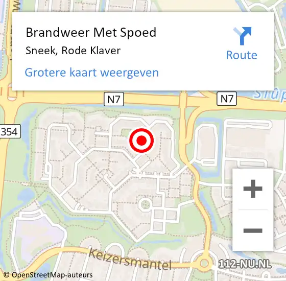 Locatie op kaart van de 112 melding: Brandweer Met Spoed Naar Sneek, Rode Klaver op 1 januari 2022 00:36