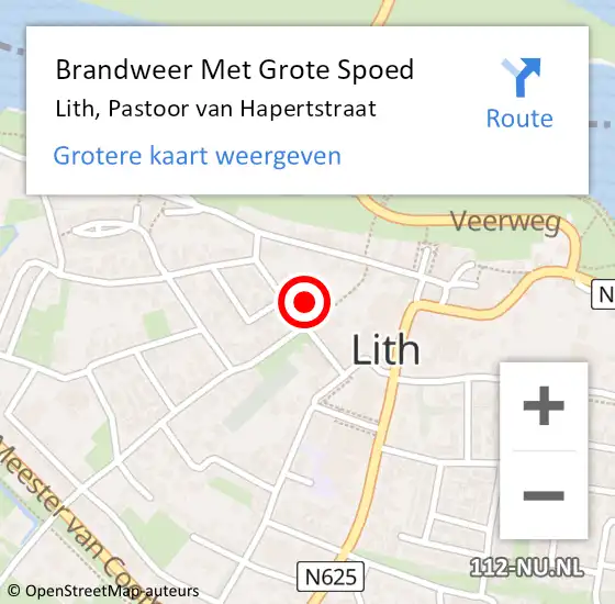 Locatie op kaart van de 112 melding: Brandweer Met Grote Spoed Naar Lith, Pastoor van Hapertstraat op 1 januari 2022 00:38