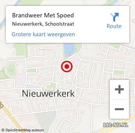 Locatie op kaart van de 112 melding: Brandweer Met Spoed Naar Nieuwerkerk, Schoolstraat op 1 januari 2022 00:41