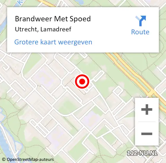 Locatie op kaart van de 112 melding: Brandweer Met Spoed Naar Utrecht, Lamadreef op 1 januari 2022 00:47