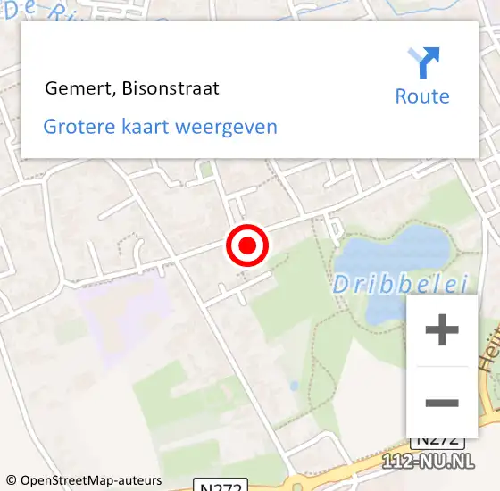 Locatie op kaart van de 112 melding:  Gemert, Bisonstraat op 1 januari 2022 00:50