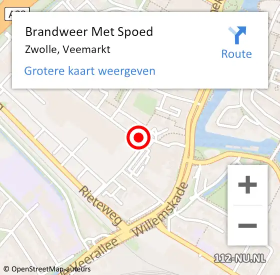 Locatie op kaart van de 112 melding: Brandweer Met Spoed Naar Zwolle, Veemarkt op 1 januari 2022 00:51