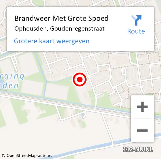 Locatie op kaart van de 112 melding: Brandweer Met Grote Spoed Naar Opheusden, Goudenregenstraat op 1 januari 2022 00:52