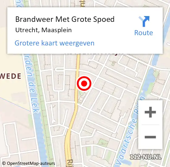 Locatie op kaart van de 112 melding: Brandweer Met Grote Spoed Naar Utrecht, Maasplein op 1 januari 2022 00:55