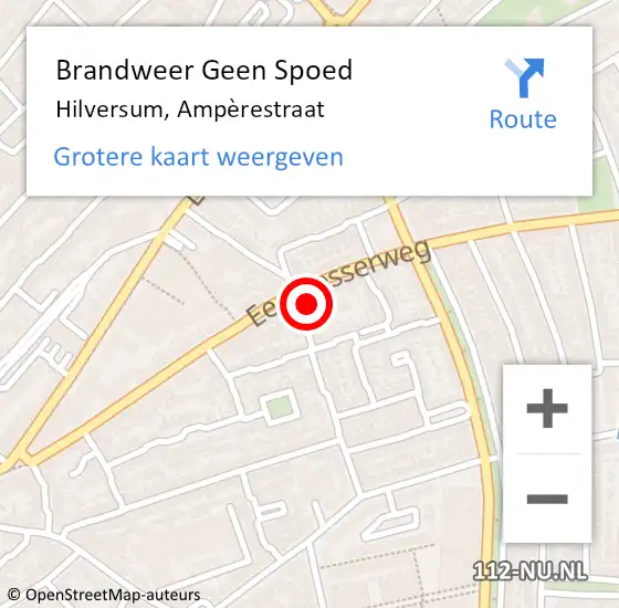 Locatie op kaart van de 112 melding: Brandweer Geen Spoed Naar Hilversum, Ampèrestraat op 1 januari 2022 00:59