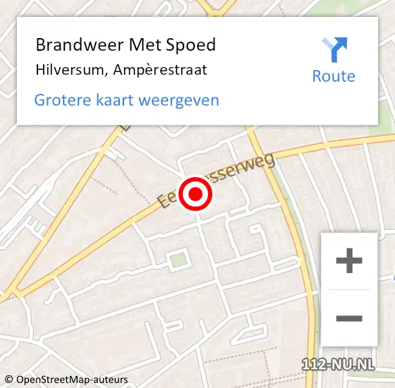 Locatie op kaart van de 112 melding: Brandweer Met Spoed Naar Hilversum, Ampèrestraat op 1 januari 2022 00:59