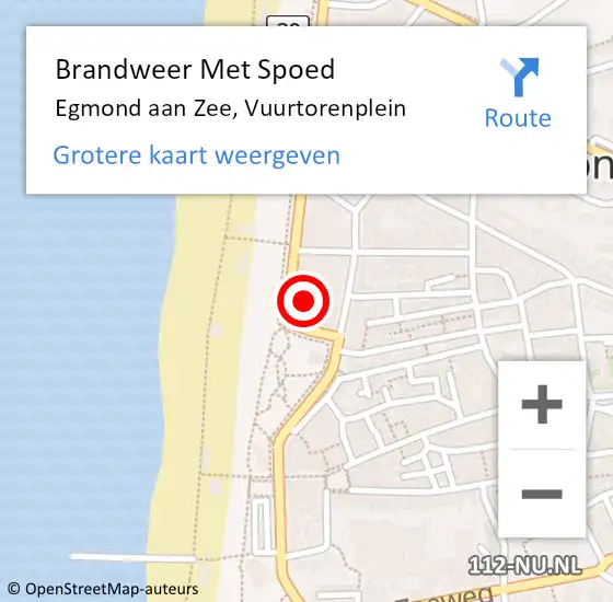 Locatie op kaart van de 112 melding: Brandweer Met Spoed Naar Egmond aan Zee, Vuurtorenplein op 1 januari 2022 01:02