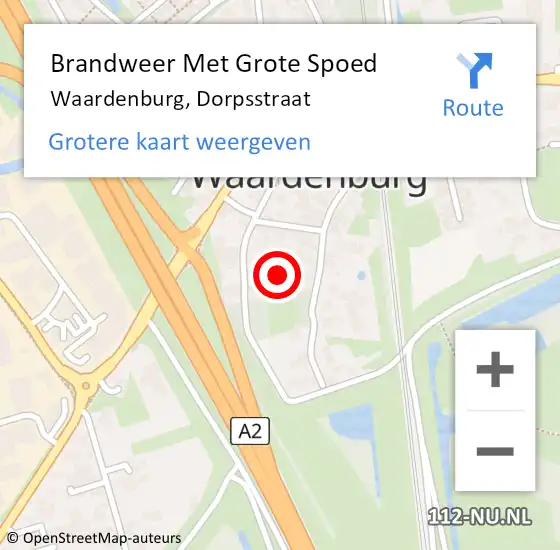 Locatie op kaart van de 112 melding: Brandweer Met Grote Spoed Naar Waardenburg, Dorpsstraat op 1 januari 2022 01:03