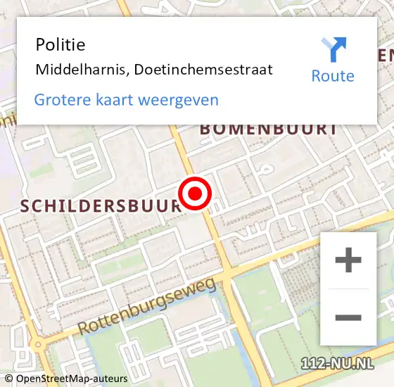 Locatie op kaart van de 112 melding: Politie Middelharnis, Doetinchemsestraat op 1 januari 2022 01:03