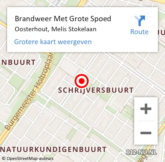Locatie op kaart van de 112 melding: Brandweer Met Grote Spoed Naar Oosterhout, Melis Stokelaan op 1 januari 2022 01:03