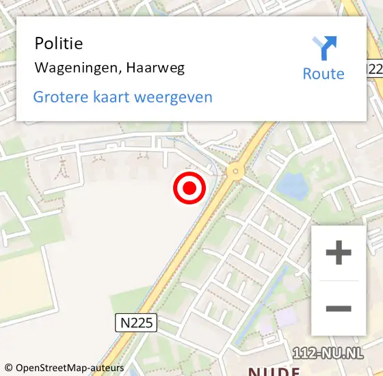 Locatie op kaart van de 112 melding: Politie Wageningen, Haarweg op 1 januari 2022 01:04