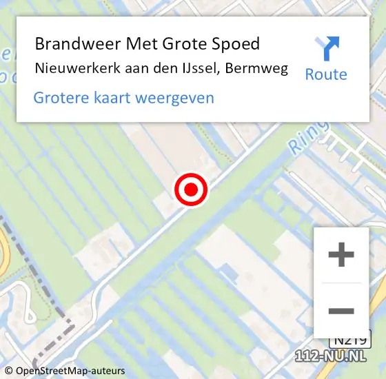 Locatie op kaart van de 112 melding: Brandweer Met Grote Spoed Naar Nieuwerkerk aan den IJssel, Bermweg op 1 januari 2022 01:04