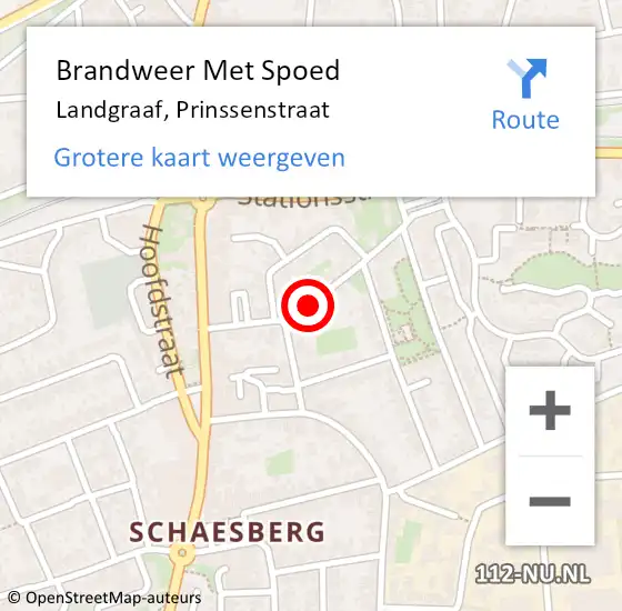 Locatie op kaart van de 112 melding: Brandweer Met Spoed Naar Landgraaf, Prinssenstraat op 1 januari 2022 01:04