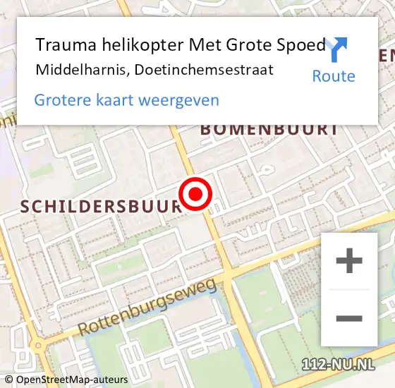 Locatie op kaart van de 112 melding: Trauma helikopter Met Grote Spoed Naar Middelharnis, Doetinchemsestraat op 1 januari 2022 01:05