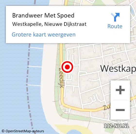 Locatie op kaart van de 112 melding: Brandweer Met Spoed Naar Westkapelle, Nieuwe Dijkstraat op 1 januari 2022 01:07