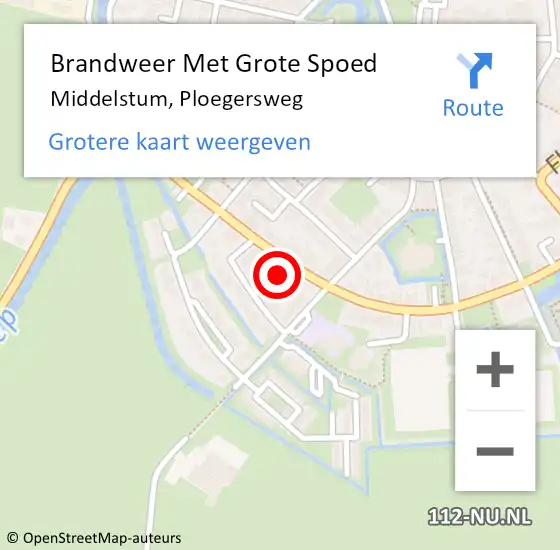 Locatie op kaart van de 112 melding: Brandweer Met Grote Spoed Naar Middelstum, Ploegersweg op 1 januari 2022 01:08