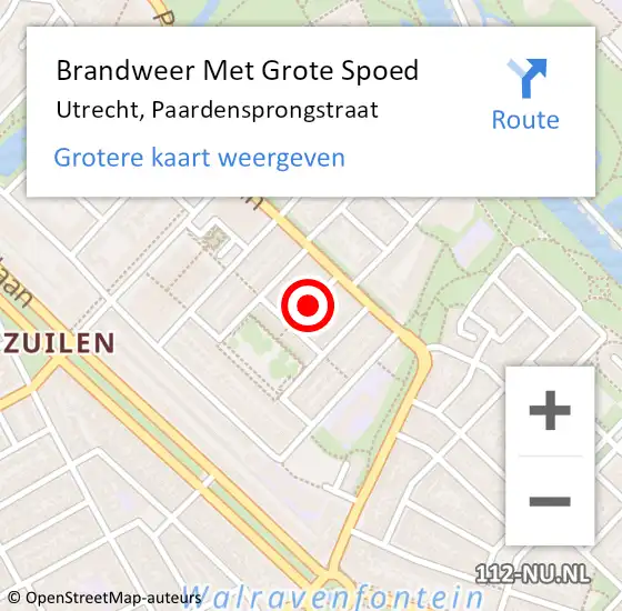 Locatie op kaart van de 112 melding: Brandweer Met Grote Spoed Naar Utrecht, Paardensprongstraat op 1 januari 2022 01:09