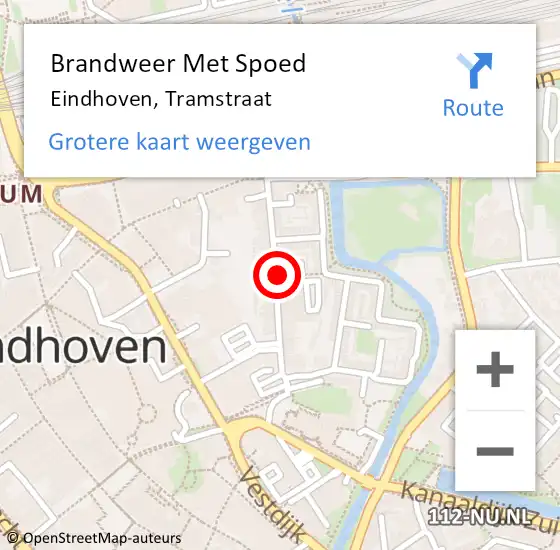 Locatie op kaart van de 112 melding: Brandweer Met Spoed Naar Eindhoven, Tramstraat op 1 januari 2022 01:09