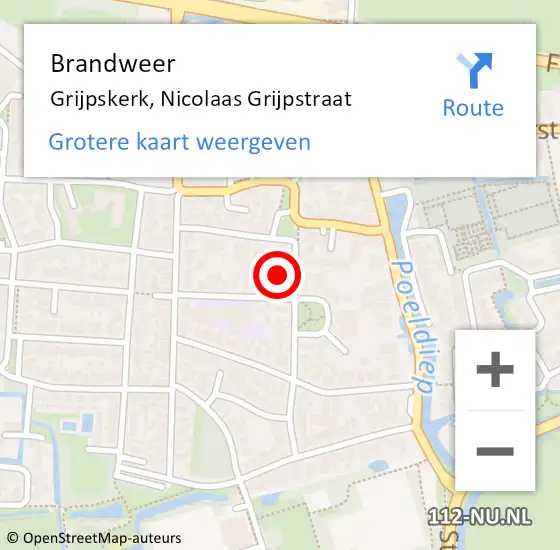 Locatie op kaart van de 112 melding: Brandweer Grijpskerk, Nicolaas Grijpstraat op 1 januari 2022 01:10