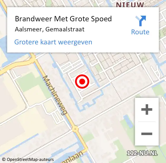 Locatie op kaart van de 112 melding: Brandweer Met Grote Spoed Naar Aalsmeer, Gemaalstraat op 1 januari 2022 01:10