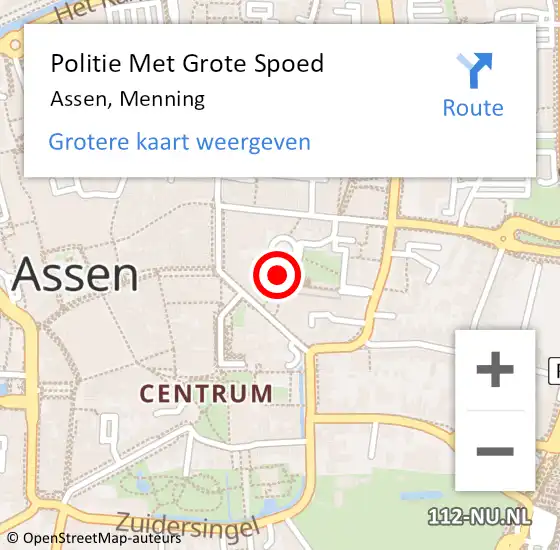 Locatie op kaart van de 112 melding: Politie Met Grote Spoed Naar Assen, Menning op 1 januari 2022 01:11