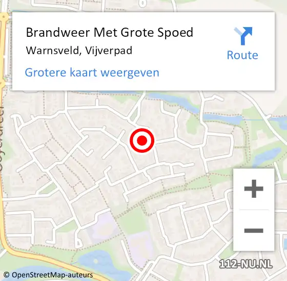 Locatie op kaart van de 112 melding: Brandweer Met Grote Spoed Naar Warnsveld, Vijverpad op 1 januari 2022 01:14