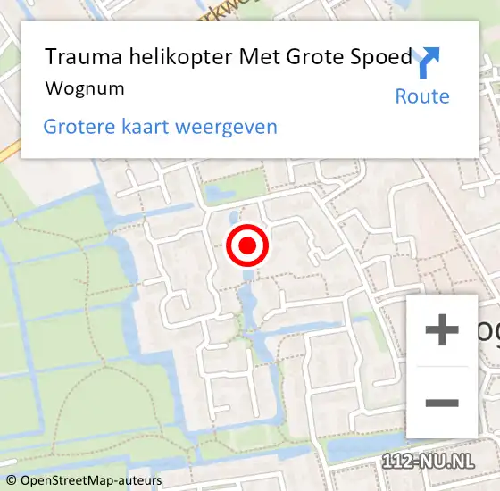 Locatie op kaart van de 112 melding: Trauma helikopter Met Grote Spoed Naar Wognum op 1 januari 2022 01:16