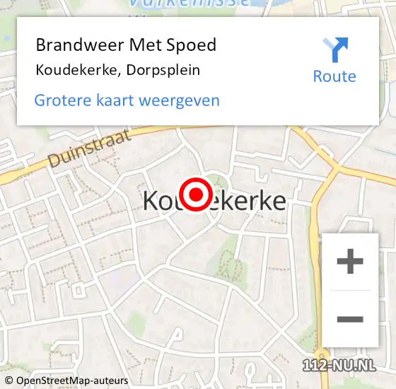 Locatie op kaart van de 112 melding: Brandweer Met Spoed Naar Koudekerke, Dorpsplein op 1 januari 2022 01:17