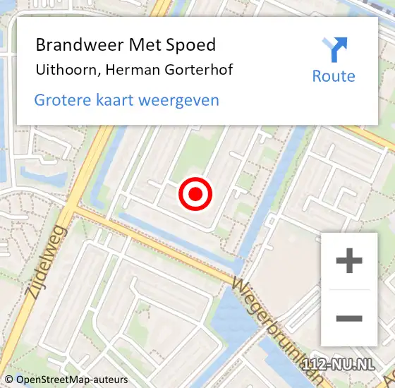 Locatie op kaart van de 112 melding: Brandweer Met Spoed Naar Uithoorn, Herman Gorterhof op 1 januari 2022 01:17